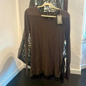 All Saints Miro Long Sleeve tee Khaki / Anthracite UK 8 US 4